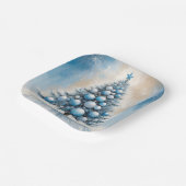 Art Deco Christmas Tree Blue Luxuriöse Ornamente Pappteller (Gewinkelt)