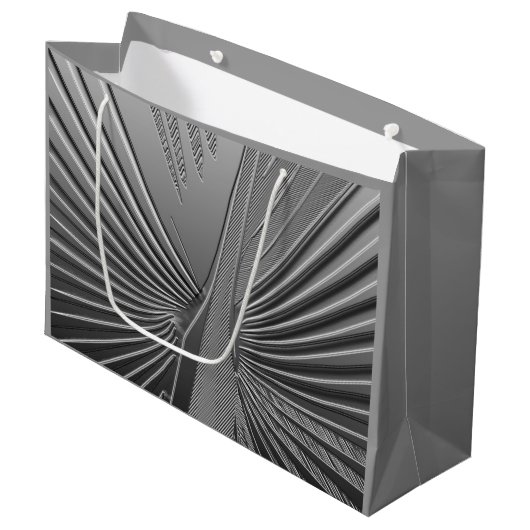 Art Deco Chrom Palmenblatt Große Geschenktüte (Vorderseite Schrägansicht)