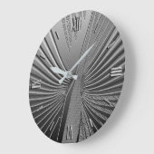 Art Deco Chrom Palmenblatt Große Wanduhr (Winkel)