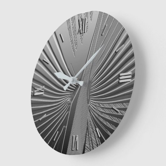 Art Deco Chrom Palmenblatt Große Wanduhr (Winkel)