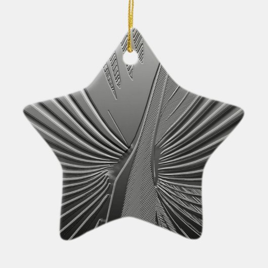 Art Deco Chrom Palmenblatt Keramikornament (Vorne)
