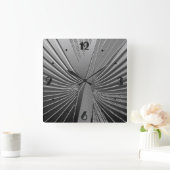 Art Deco Chrom Palmenblatt Quadratische Wanduhr (Zuhause)