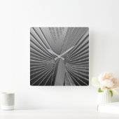 Art Deco Chrom Palmenblatt Quadratische Wanduhr (Zuhause)