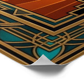 Art Deco Cinema Clapperboard Runner Gold Poster (Ecke)