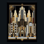 Art Deco City Style Poster. Poster<br><div class="desc">Dieses Bild ist Ai produziert. Ich Liebe die Ergebnisse,  da dies wirklich ein großartiges Poster macht. Ein Stadtbild im Art Deko Stil in Schwarz und Gold. Dieses Poster würde großartig gerahmt aussehen und an einer Wand in Ihrer Zuhause hängen. Für alle Art Deco Liebhaber.</div>