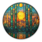 Art Deco Cityscape Landschaft Keramikknauf (Vorderseite)