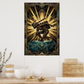 Art Deco Clapperboard Cyborg Silhouette Art Poster (Küche)