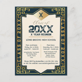 Art Deco "Class" Blank Abschluss Year Wiedersehen Postkarte