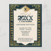 Art Deco "Class" Ihr Jahr High School Wiedersehen Postkarte (Vorderseite)