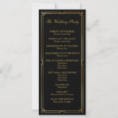 Art Deco Classic Black Gold Frame Wedding Programm (Rückseite)