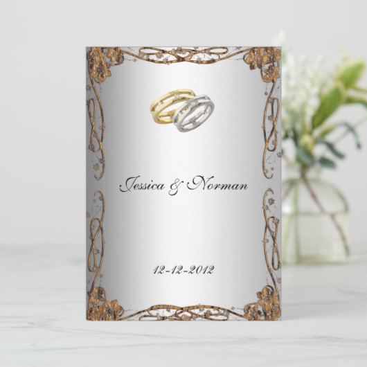 Art Deco Classic Hochzeit Einladung (Stehend Vorderseite)