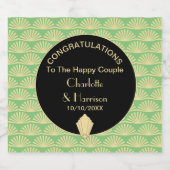 Art Deco Classy Green Black Gold Hochzeit Alkoholflaschenetikett (Einzelnes Label)
