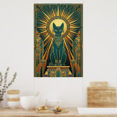 Art Deco Climbing Black Cat Wall Art Poster (Küche)