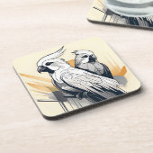 Art Deco Cockatiel Untersetzer Set (Linke Seite)