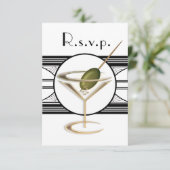 Art Deco Cocktail Design RSVP Karten (Stehend Vorderseite)