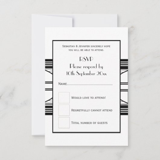 Art Deco Cocktail Design RSVP Karten (Rückseite)