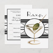 Art Deco Cocktail Design RSVP Karten (Vorne/Hinten)