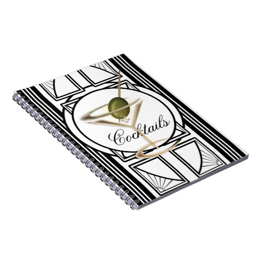 Art Deco Cocktail Notebook Notizblock (Rechte Seite)