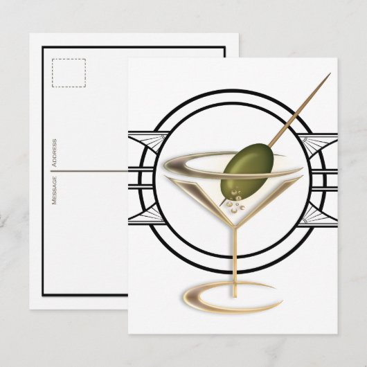 Art Deco Cocktail Postkarte (Vorne/Hinten)