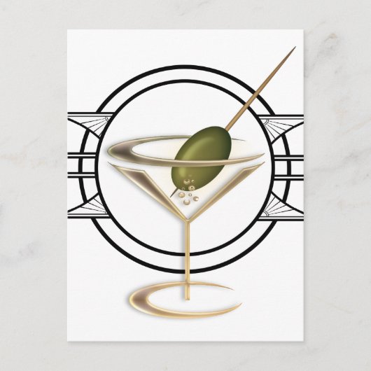 Art Deco Cocktail Postkarte (Vorderseite)