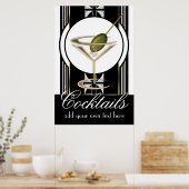 Art Deco Cocktails Großes individuelles Poster (Küche)