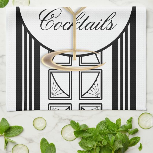 Art Deco Cocktails Tea Towel Geschirrtuch (Gefaltet)