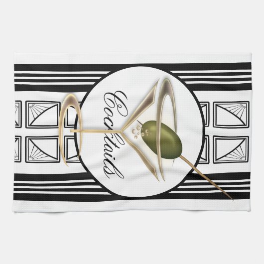 Art Deco Cocktails Tea Towel Geschirrtuch (Horizontal)