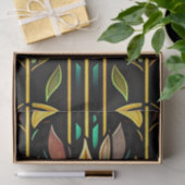 Art Deco Colorful Leaves Reeds Stained Glass Seidenpapier (Geschenk)