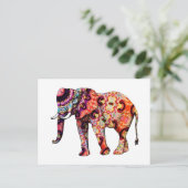Art Deco Colorful Psychedelic Elephant Postkarte (Stehend Vorderseite)