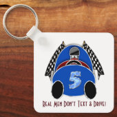 Art Deco Comic Style Blue Race Car (Personalisiert Schlüsselanhänger (Vorderseite)