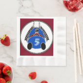 Art Deco Comic Style Blue Race Car Serviette (Beispiel)