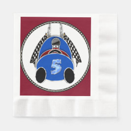 Art Deco Comic Style Blue Race Car Serviette