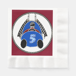 Art Deco Comic Style Blue Race Car Serviette