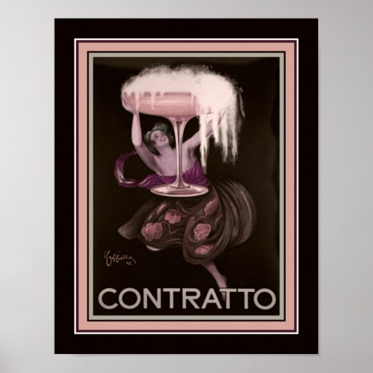 Art Deco Contratto Champagne Ad Poster der 30er Ja (Vorne)
