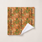 Art Deco Copper Green Gold Tiger Lady Badhandtuch Set (Waschlappen)