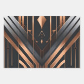 Art Deco Copper & Silver Geometric Design Geschenkpapier Set (Vorderseite 2)