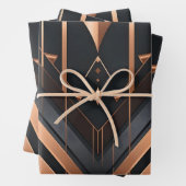 Art Deco Copper & Silver Geometric Design Geschenkpapier Set (Beispiel)