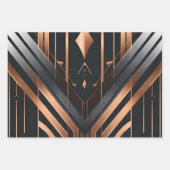 Art Deco Copper & Silver Geometric Design Geschenkpapier Set (Vorderseite)