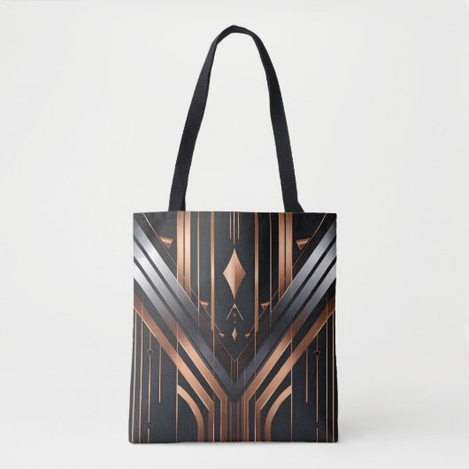 Art Deco Copper & Silver Geometric Design Tasche (Vorderseite)