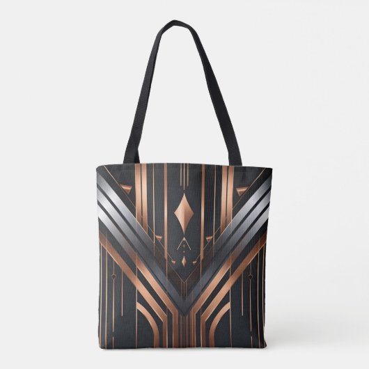 Art Deco Copper & Silver Geometric Design Tasche (Rückseite)