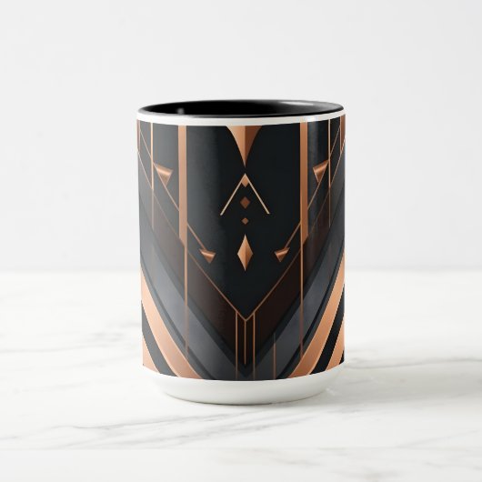 Art Deco Copper & Silver Geometric Design Tasse (Zentrum)