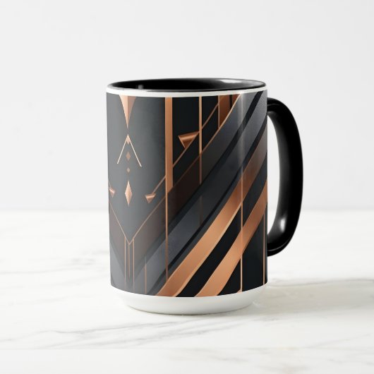 Art Deco Copper & Silver Geometric Design Tasse (VorderseiteRechts)