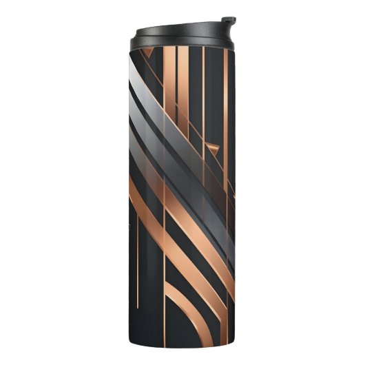 Art Deco Copper & Silver Geometric Design Thermosbecher (Nach links gedreht)