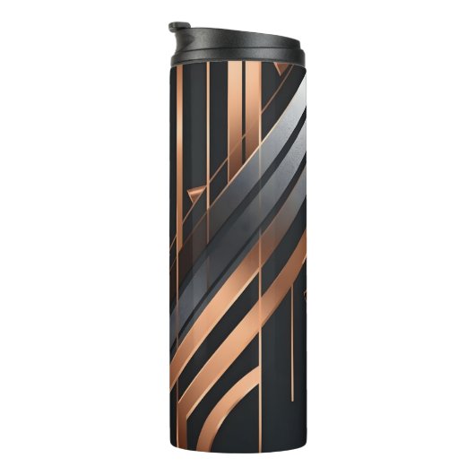 Art Deco Copper & Silver Geometric Design Thermosbecher (Nach rechts gedreht)