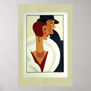 Art Deco Couple 1920s Poster