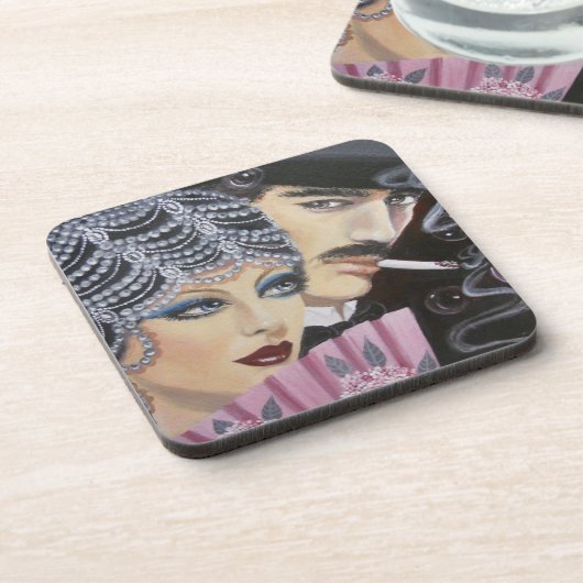 Art Deco Couple Getränkeuntersetzer (Linke Seite)