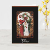 Art Deco Couple Hangwraath Weihnachtskarte Karte (Gelbe Blume)