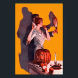 Art Deco Couple Mirror Kürbislaterne Pumpkin Fotodruck<br><div class="desc">Vintager Halloween-Print</div>