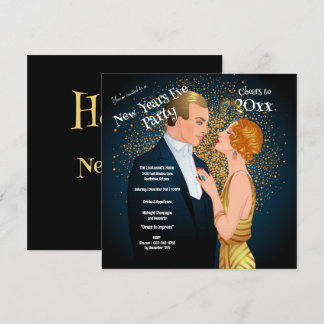 Art Deco Couple Silvester Party Einladung
