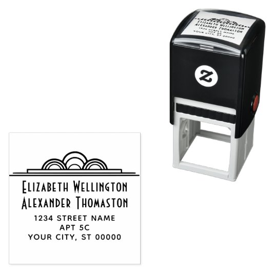 Art Deco Couple Two Name #3 Ret Address Embosser Permastempel (Beispiel)